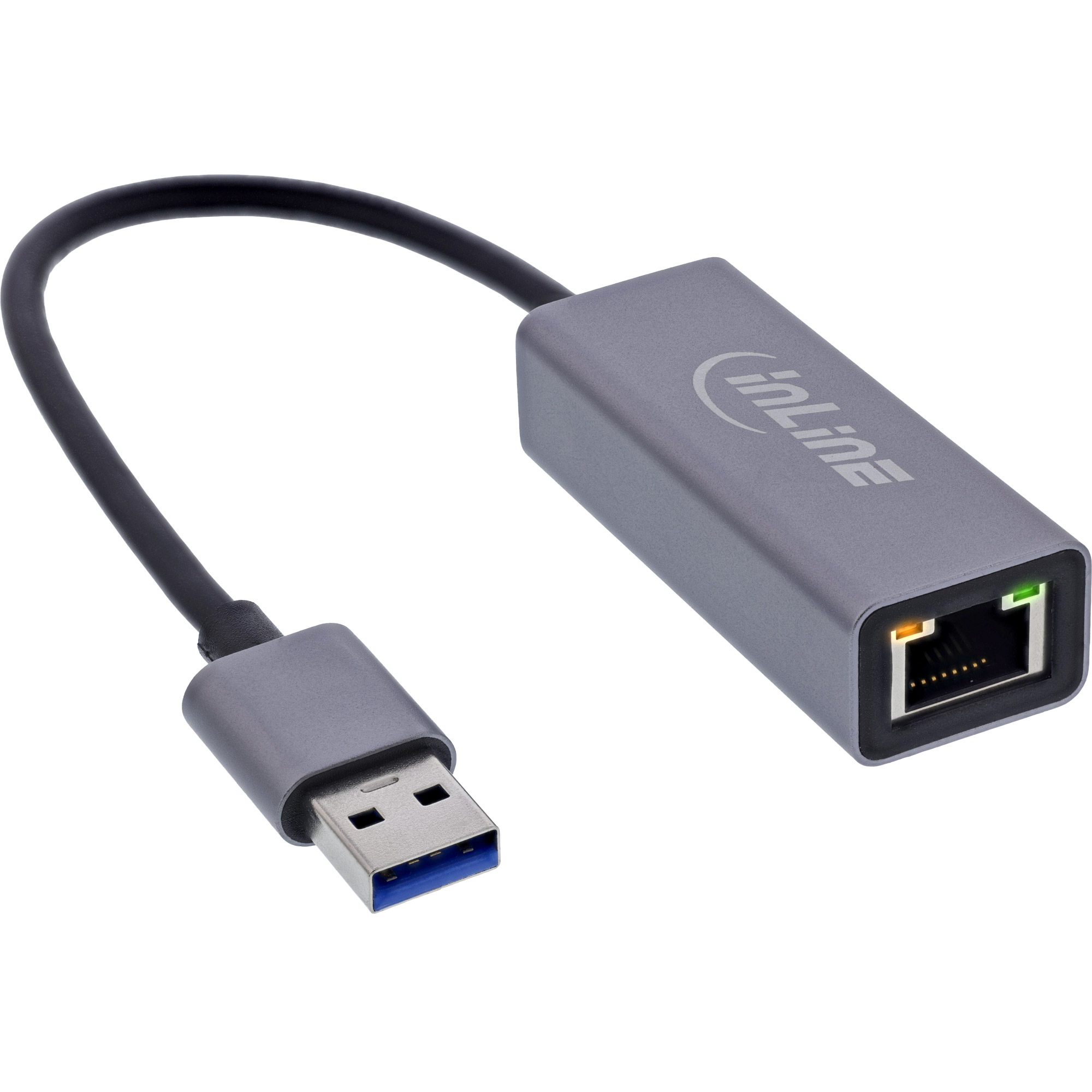 InLine 33380P Netzwerkadapter USB-A zu RJ45 Gigabit Grau