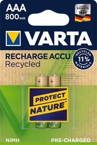 Varta Recharge Accu Recycled 56813 - Batterie 2 x AAA-Typ NiMH (wiederaufladbar) 800 mAh (56813 101 402)