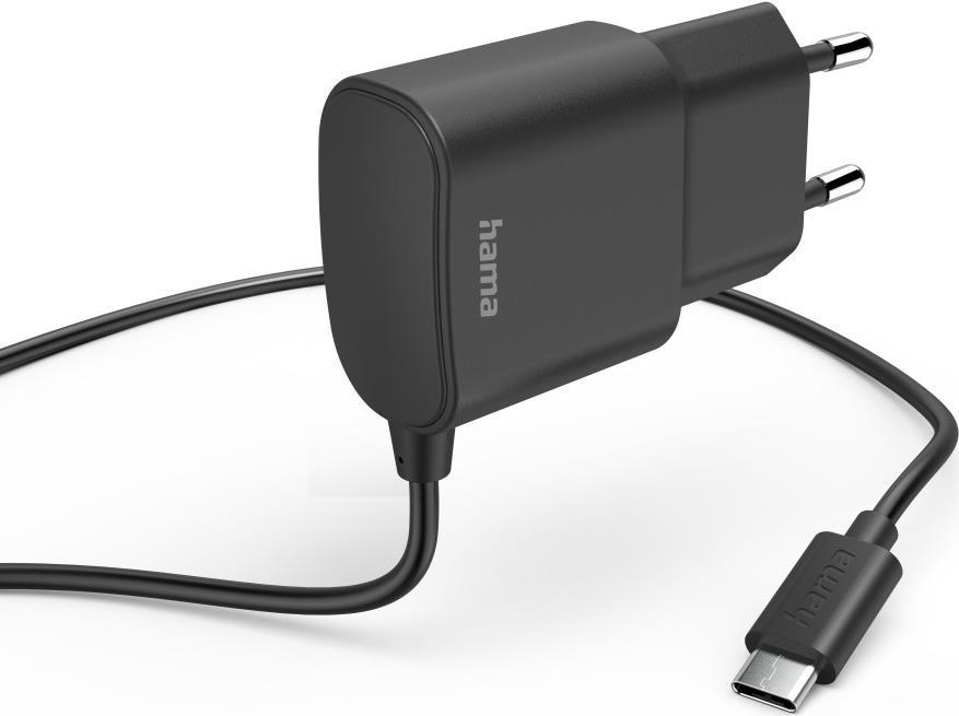 Hama Ladegerät mit USB-C-Anschluss, 12 W, 1,0 m, Schwarz (00201618)