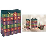 sigel Weihnachts-Geschenktüte "Cut-out style", groß Geschenktasche aus Papier, 157 g/qm, Oberfläche matt, - 1 Stück (GT046)