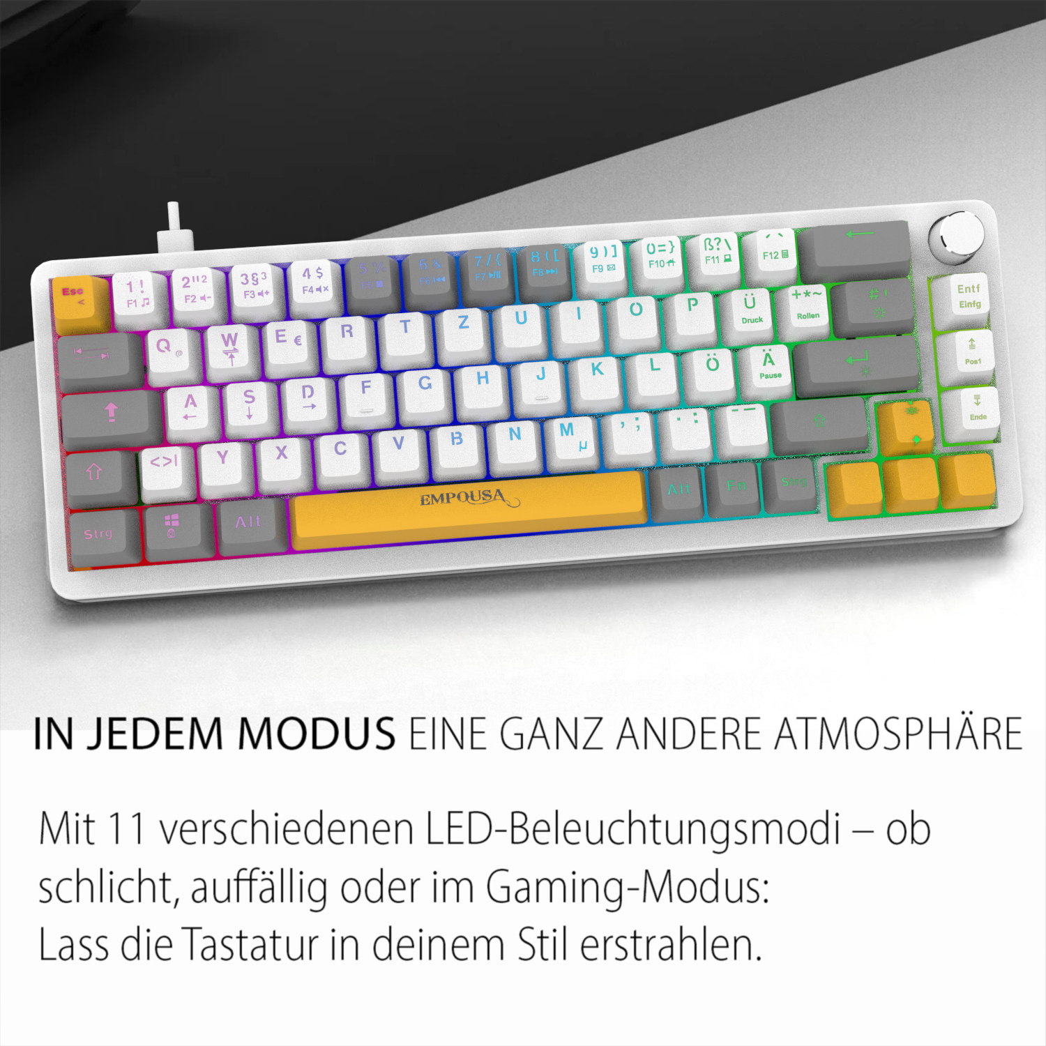 INCA IKG-457 Gaming-Tastatur Mechanisch RedSwitch RGB USB 2 m Deutsch Weiß
