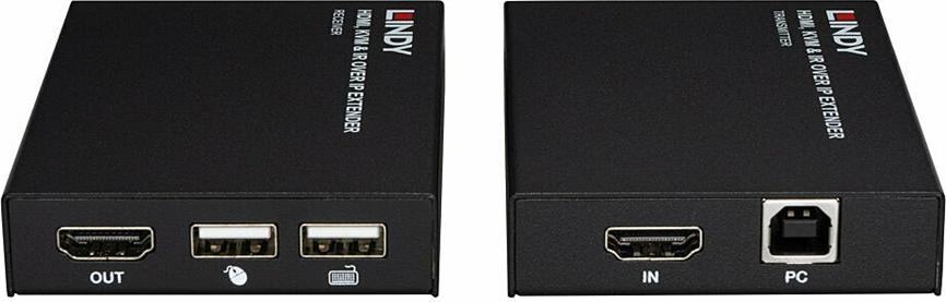 Lindy 39320 HDMI KVM & IR over IP Extender, bis 150 m über CAT 6, Schwarz