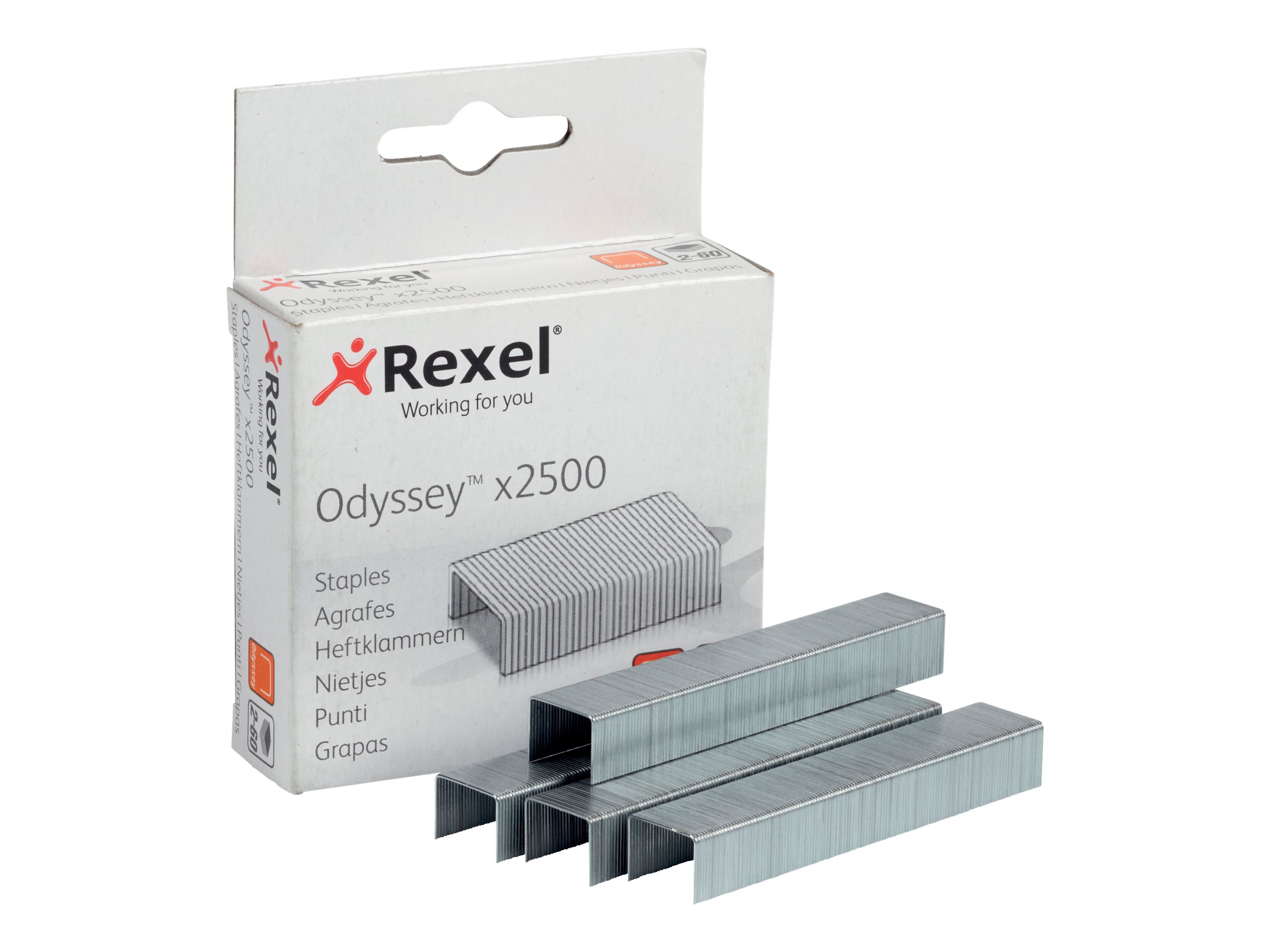REXEL Odyssey Heftklammern für Blockheftgerät, verzinkter Stahl, 2.500 Stück, Silber