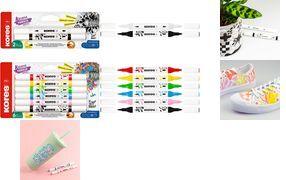 Kores Acrylmarker Duo, 2 Spitzen, 6er Set, farbig sortiert 1 Seite mit Pinselspitze und 1 Seite mit Rundspitze, - 1 Stück (M23061)