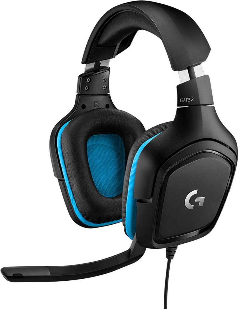 Logitech G432 Gaming-Headset 7.1 Surround Sound kabelgebunden Schwarz, Blau