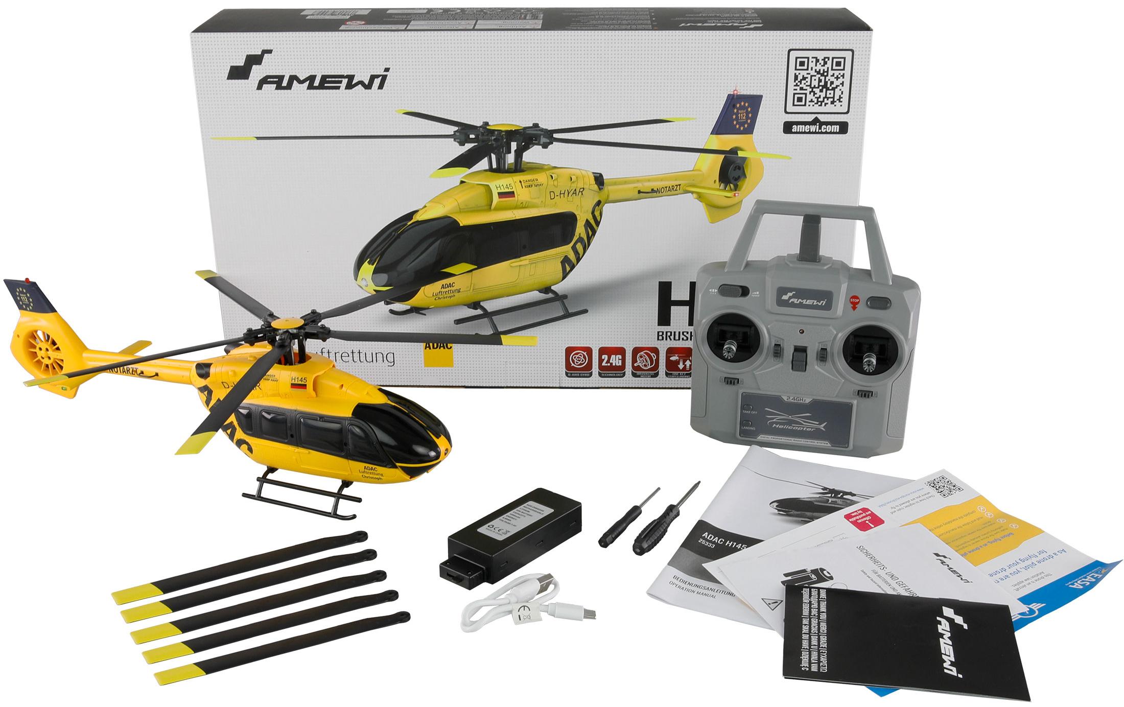 Amewi H145 Heli ADAC 6-Kanal RTF 6G 1200 mAh LiPo, Gelb