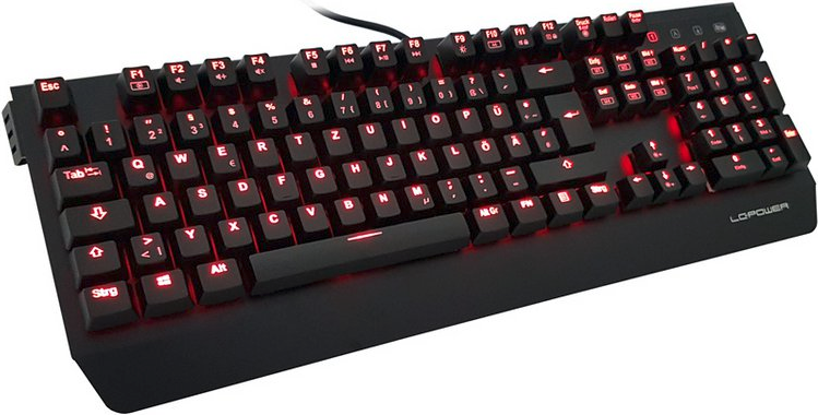 LC-Power LC-KEY-4B-LED Gaming-Tastatur – Beleuchtet, USB, QWERTZ-Deutsch, Mechanisch
