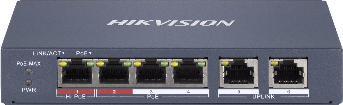 Hikvision Digital Technology DS-3E1106HP-EI Netzwerk-Switch Managed Fast Ethernet (10/100) Power over Ethernet (PoE) Grau (DS-3E1106HP-EI)