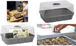 EDA Mini-Gewächshaus, Größe L, Volumen: 15,7 L, anthrazit Maße: (B)560 x (T)250 x (H)240 mm, aus Kunststoff, - 1 Stück (013933 G.ANT CX)