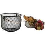 APS Brot- und Obstkorb, rund mit Griff, Durchmesser: 300 mm aus schwarzem Metall, Griff in Kupferoptik, Höhe: 190 mm - 1 Stück (30208)