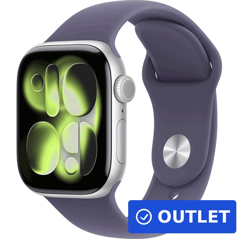 Apple Watch Series 11 GPS + Cellular 42mm Silver Aluminium Case with Purple Fog Sport Band - S/M (MF8H4ZR/A) (geöffnet)