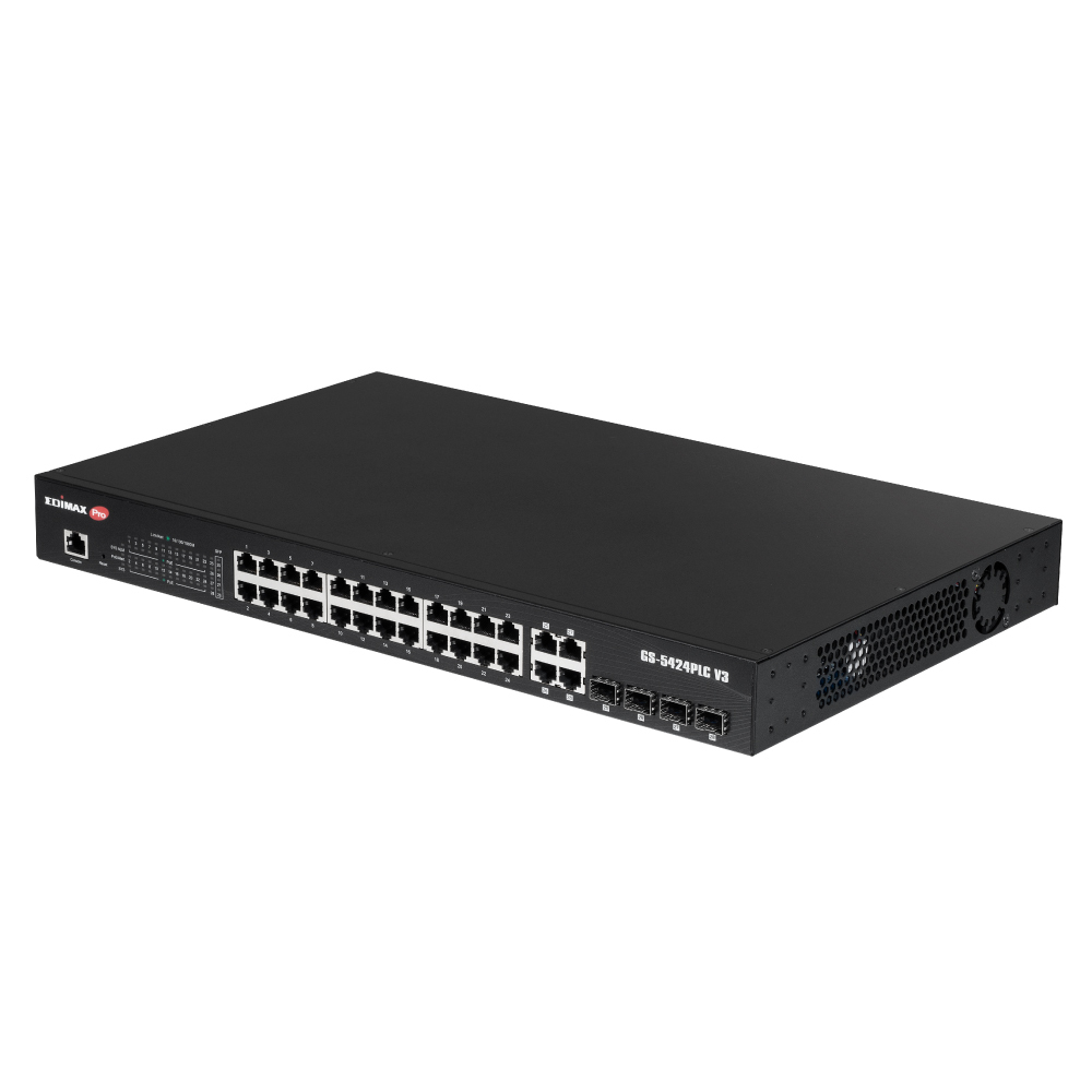 Edimax Pro GS-5424PLC V3 Switch 28 Ports Smart PoE+ Schwarz