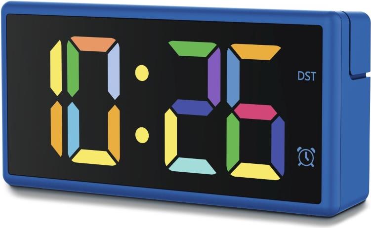 Hama Digitaler Wecker Ibiza, Multicolor-Display, mit USB-Ladefunktion, Blau (00222209)