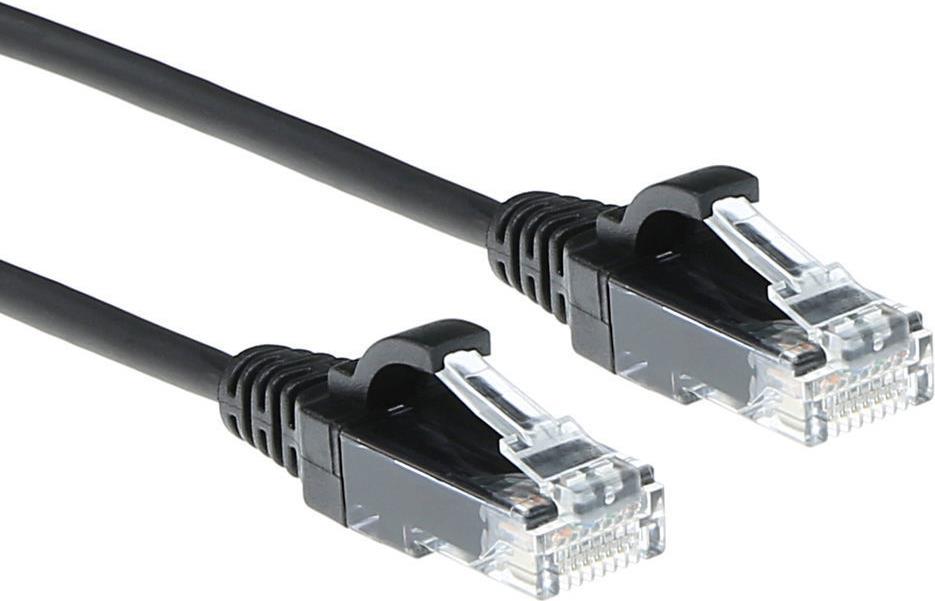 ACT Black 0.15 meter LSZH U/UTP CAT6 datacenter slimline patch cable snagless with RJ45 connectors (DC9930)