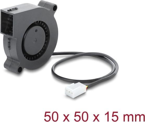 Delock Radiallüfter / Lüftergebläse 12 V DC 50 x 50 x 15 mm mit 3-Pin Lüfteranschluss, schwarz (67490)