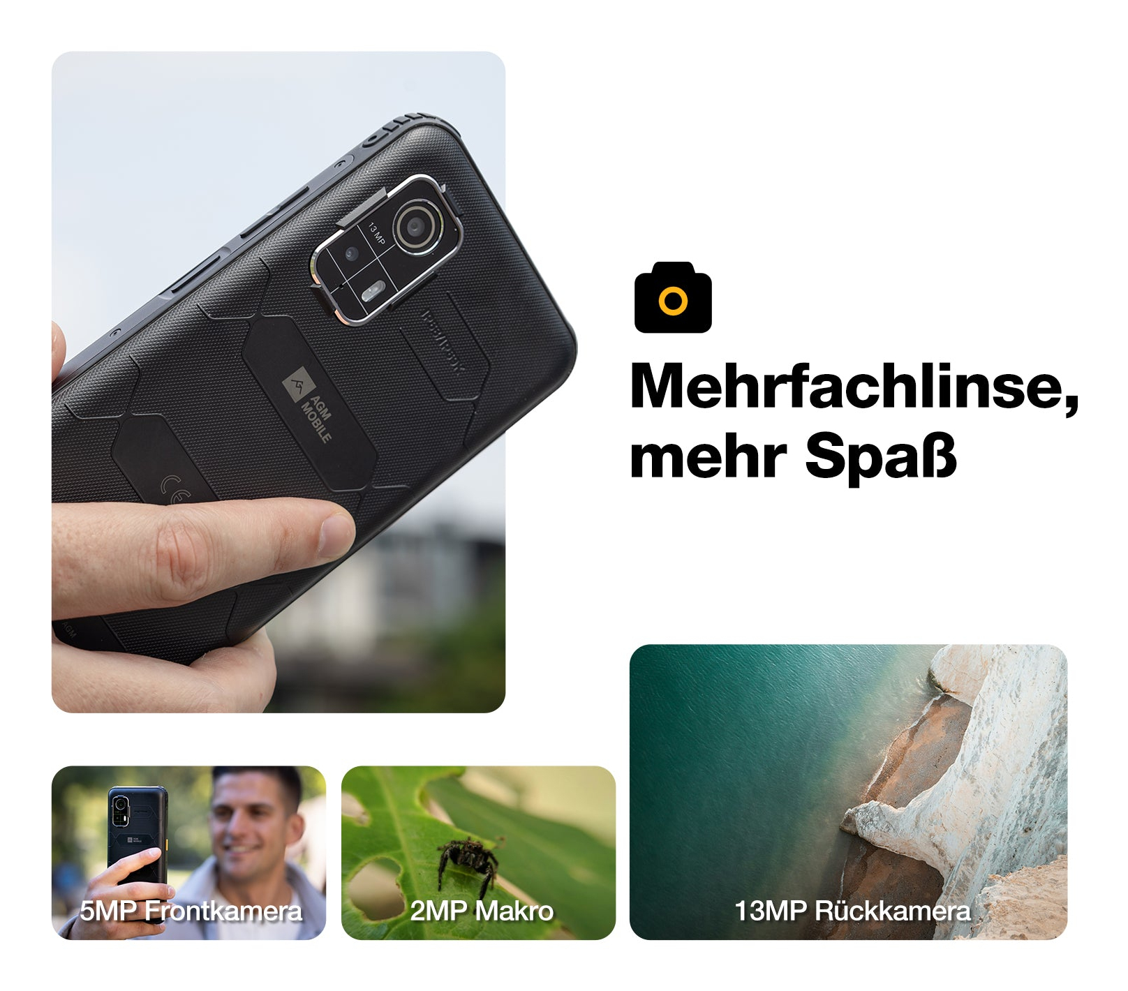 AGM H Max 4G Outdoor-Smartphone 6,56" 4 GB RAM 128 GB 10000 mAh Schwarz