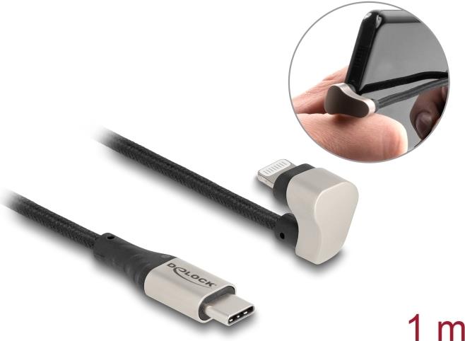 DeLOCK Daten- und Ladekabel USB Type-C™ zu Lightning™ für iPhone™ und iPad™ 180° gewinkelt 1 m MFi (80025)