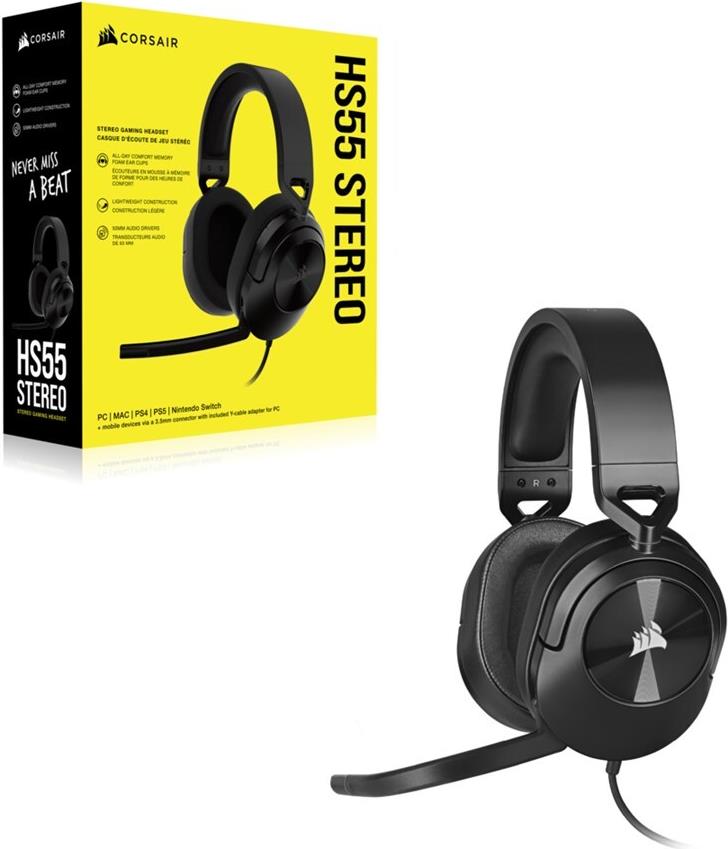Corsair HS55 Stereo Gaming-Headset 3,5 mm Klinke Stereo Kohle