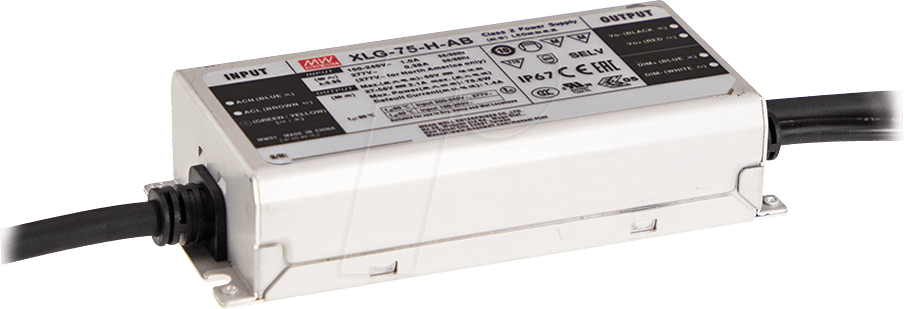 MEANWELL MW XLG-75-24-A - LED-Trafo, 75 W, 24 V DC, 3100 mA (XLG-75-24-A)