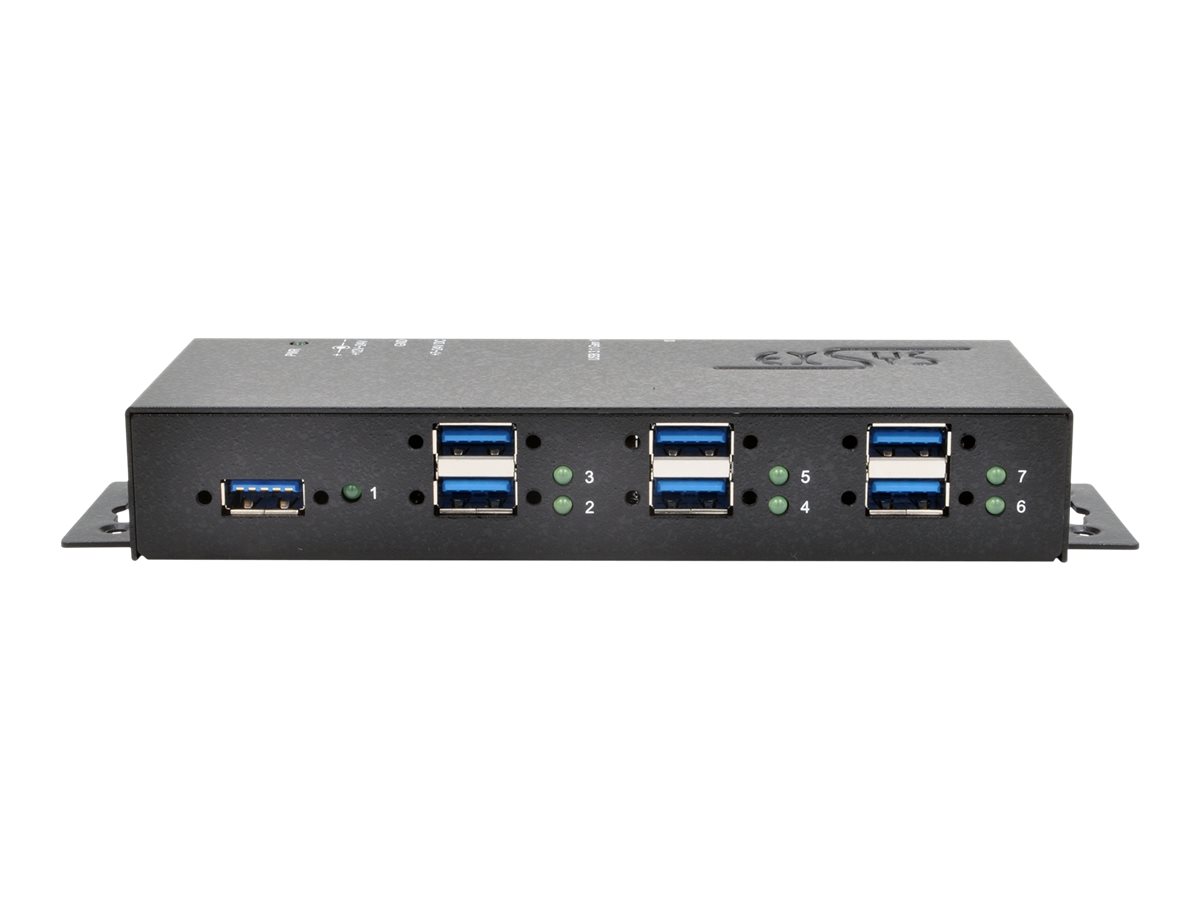 Exsys EX-1189HMVS-3 USB-Hub 7x USB 3.2 Gen 1 Metallgehäuse Schwarz
