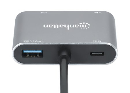 Manhattan 130691 USB-C Dockingstation HDMI VGA USB 3.2 Gen 1 Space Grey