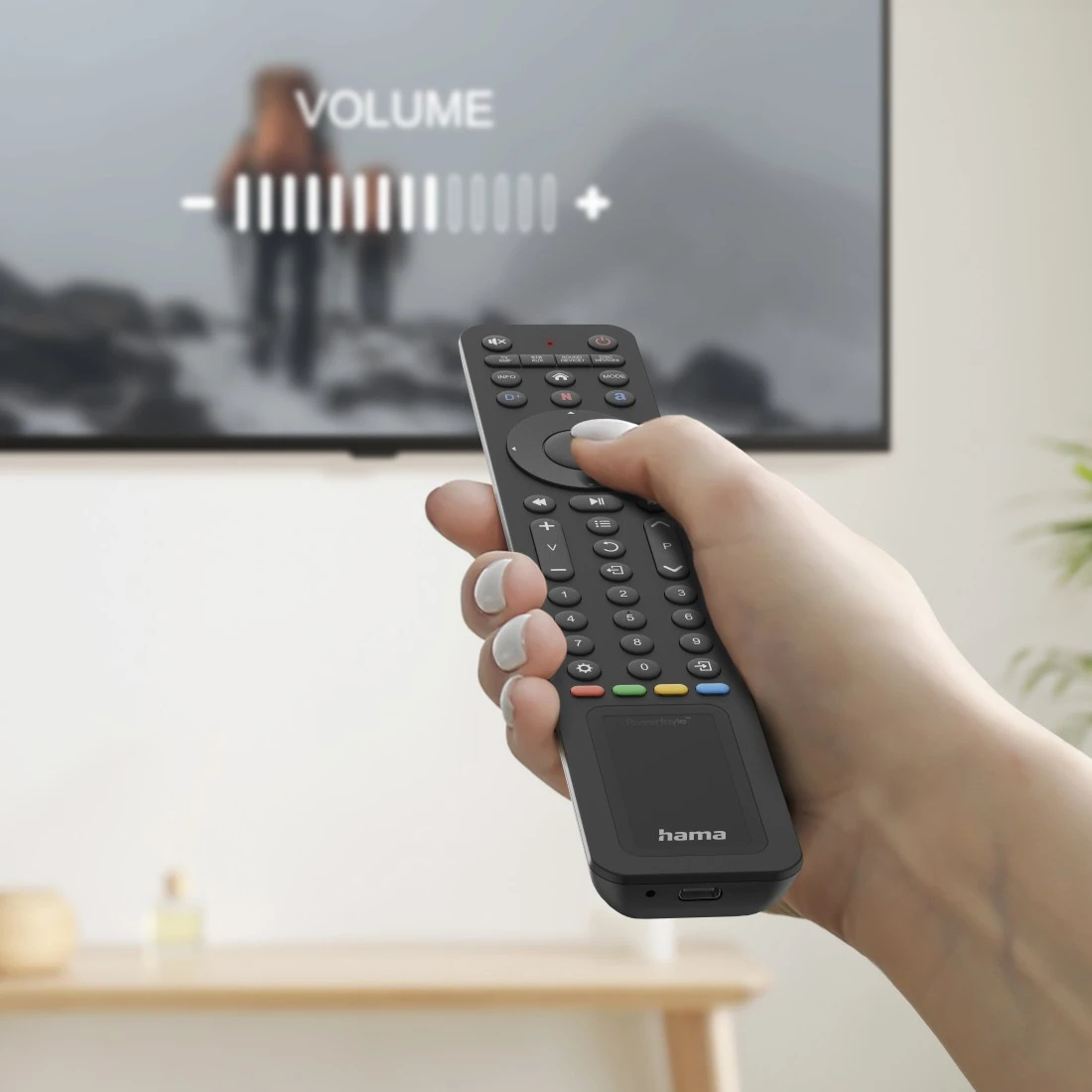 Hama Universal-Fernbedienung TV, IR, Solar für 8 Geräte, lernfähig, Schwarz