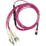 Kompatibles Alcatel-Nokia 3HE13896AA-3 BlueOptics LWL Breakout Patchkabel, MPO/UPC, 4xDuplex LC/UPC, 3 Meter, Multimode G50/125µm, OM4, Markenfaser, 3.0mm LSZH magenta, 8 Kerne und MPO Stecker ohne Pins, inkl. Messprotokoll (3HE13896AA-3-BO)