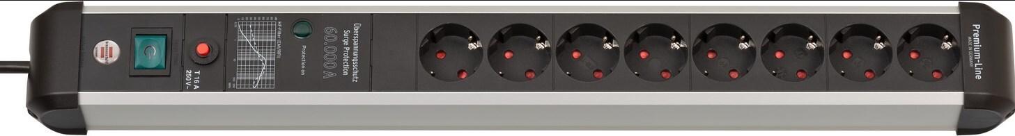 Brennenstuhl 1391010800 Überspannungsschutz-Steckdosenleiste Aluminium (eloxiert), Schwarz Schutzkontakt 1 St. (1391010800)