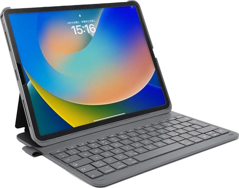 DEQSTER Slim Pro Tastatur und Foliohülle für iPad 10,9" Bluetooth QWERTZ Grau