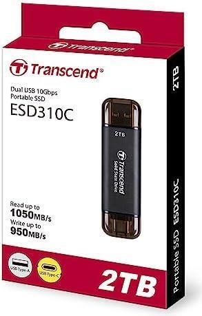 Transcend ESD310C Tragbare SSD 2 TB USB 3.2 Gen 2x1 Typ-A/Typ-C Schwarz