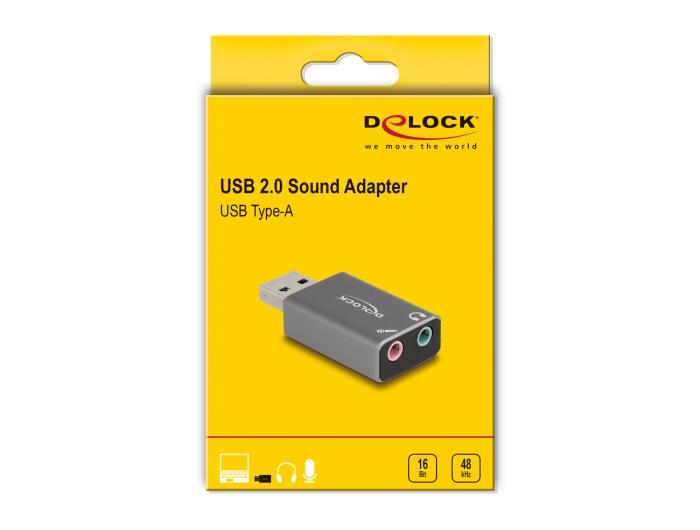 Delock 66633 Externe Soundkarte USB-A auf 2 x 3.5 mm Klinkenbuchse Grau