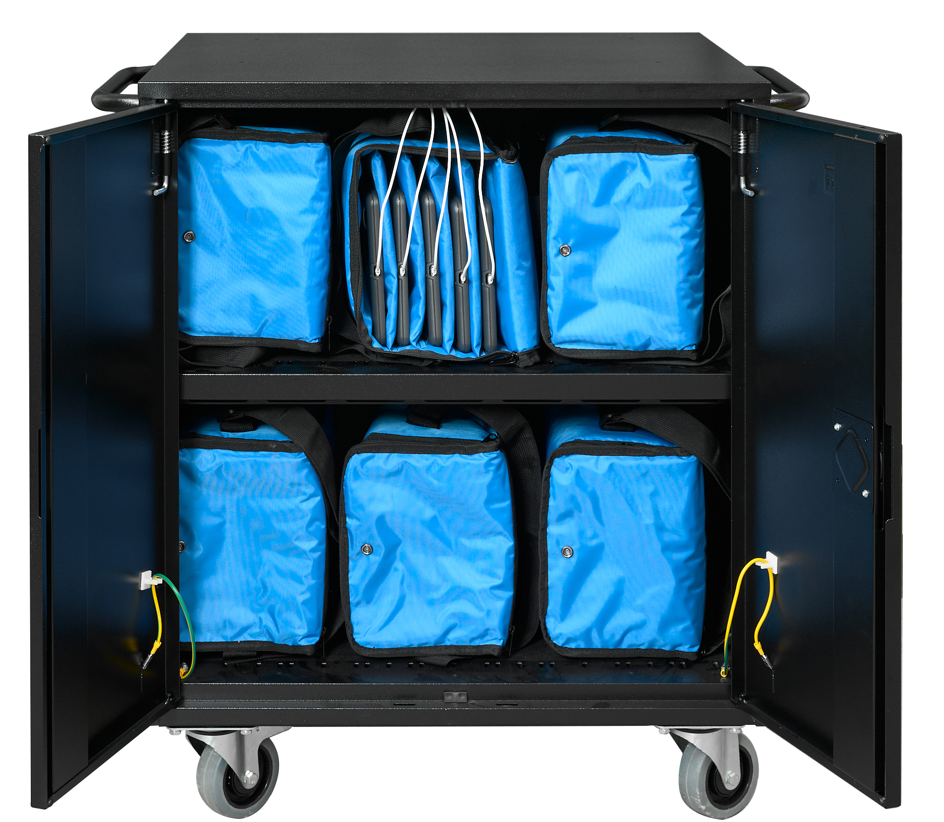 LEBA NoteCart Flex Extended 24 - Wagen für 24 Tablets/Notebooks - verriegelbar - Schwarz, Grau