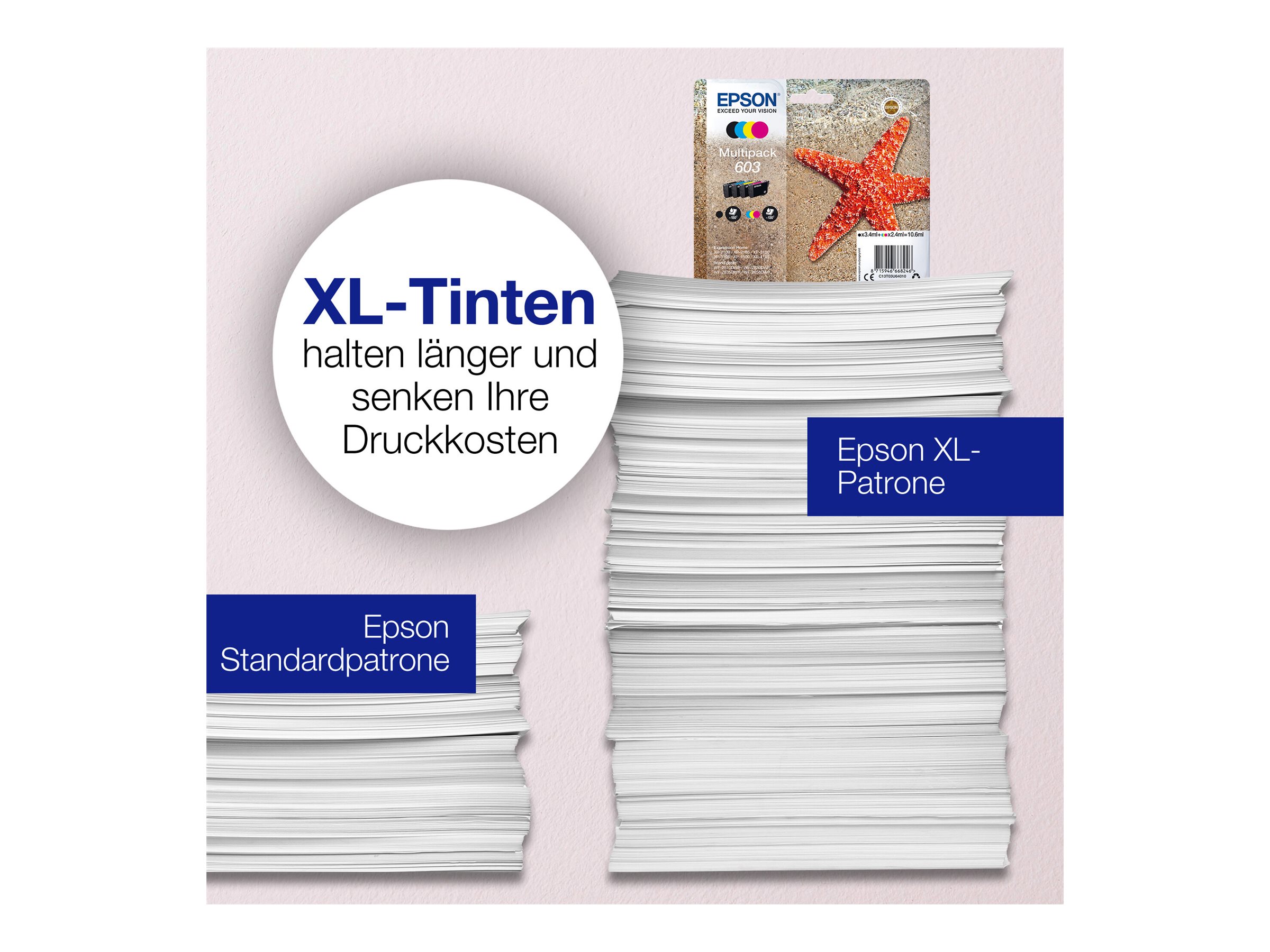 Epson 603 Multipack Tintenpatrone 4er-Pack Schwarz, Cyan, Magenta, Gelb