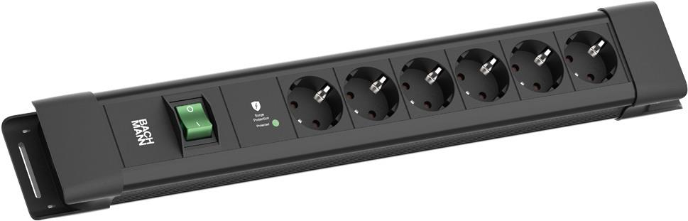 Bachmann CONNECTUS 6xCEE7/31xSPD-Plus 1xSchalter 2.0m CEE7/7 Schwarz (BM005927)