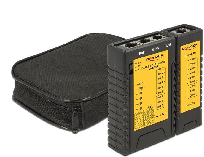 Delock 86107 Netzwerktester RJ45 RJ12 PoE Schwarz Gelb