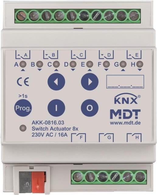 MDT AKK-0816.03 Schaltaktor 8-fach, 4TE, REG, 16A, 70µ (AKK-0816.03)