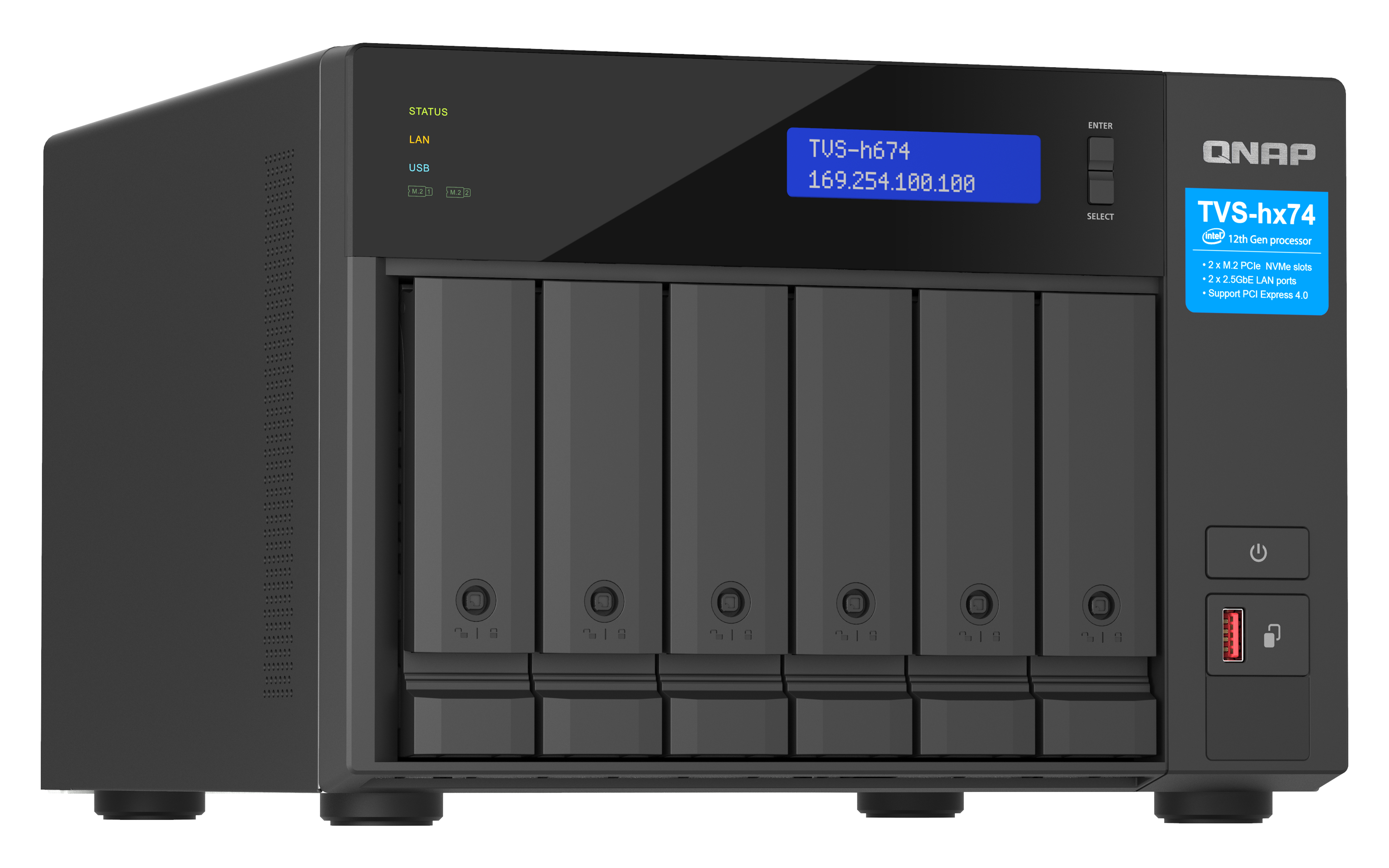 QNAP TVS-H674T NAS-Server Intel Core i5-12400 32 GB RAM Schwarz