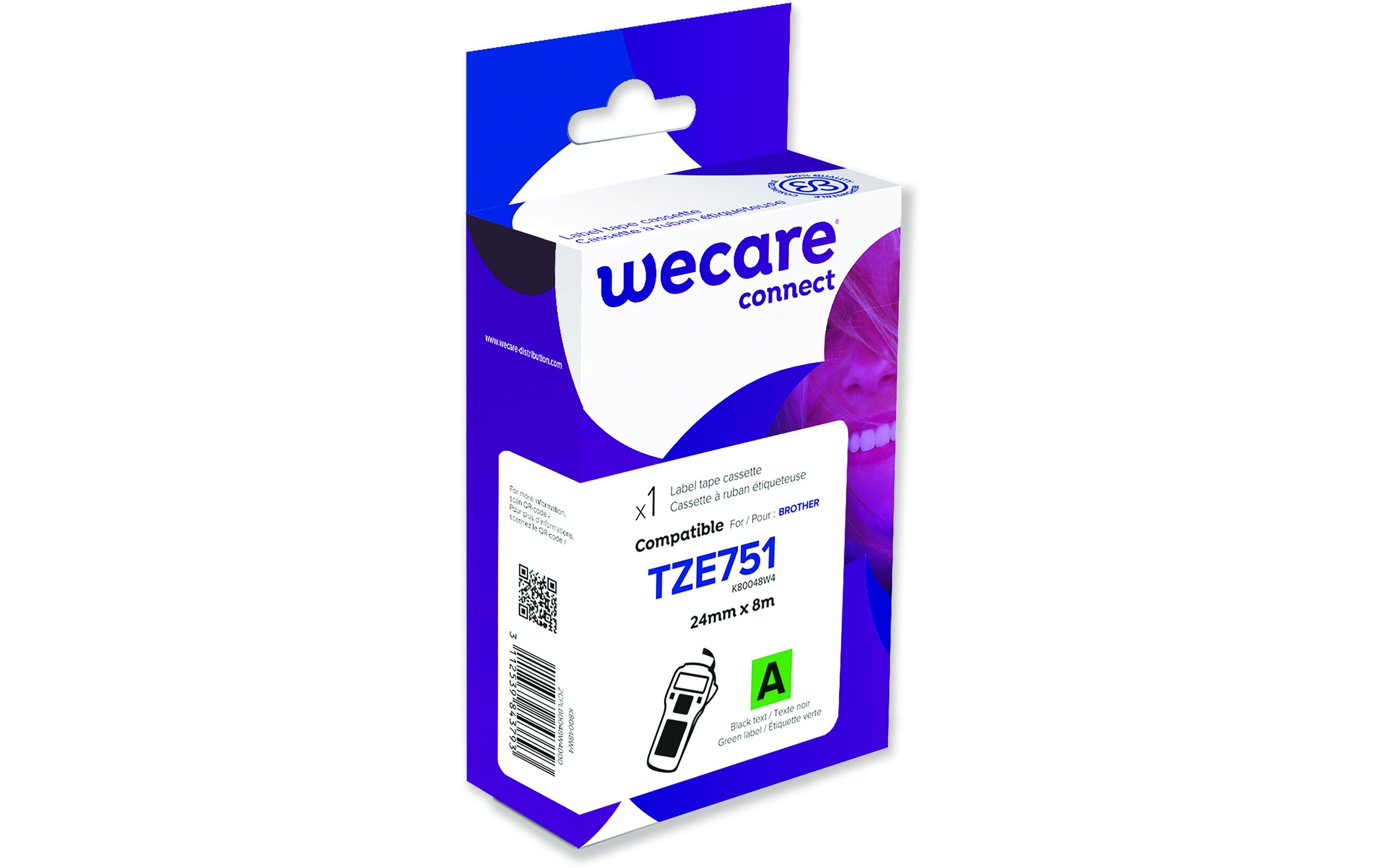WECARE Beschriftungsband K80048W4 24 mm Laminiert Schwarz auf Grün