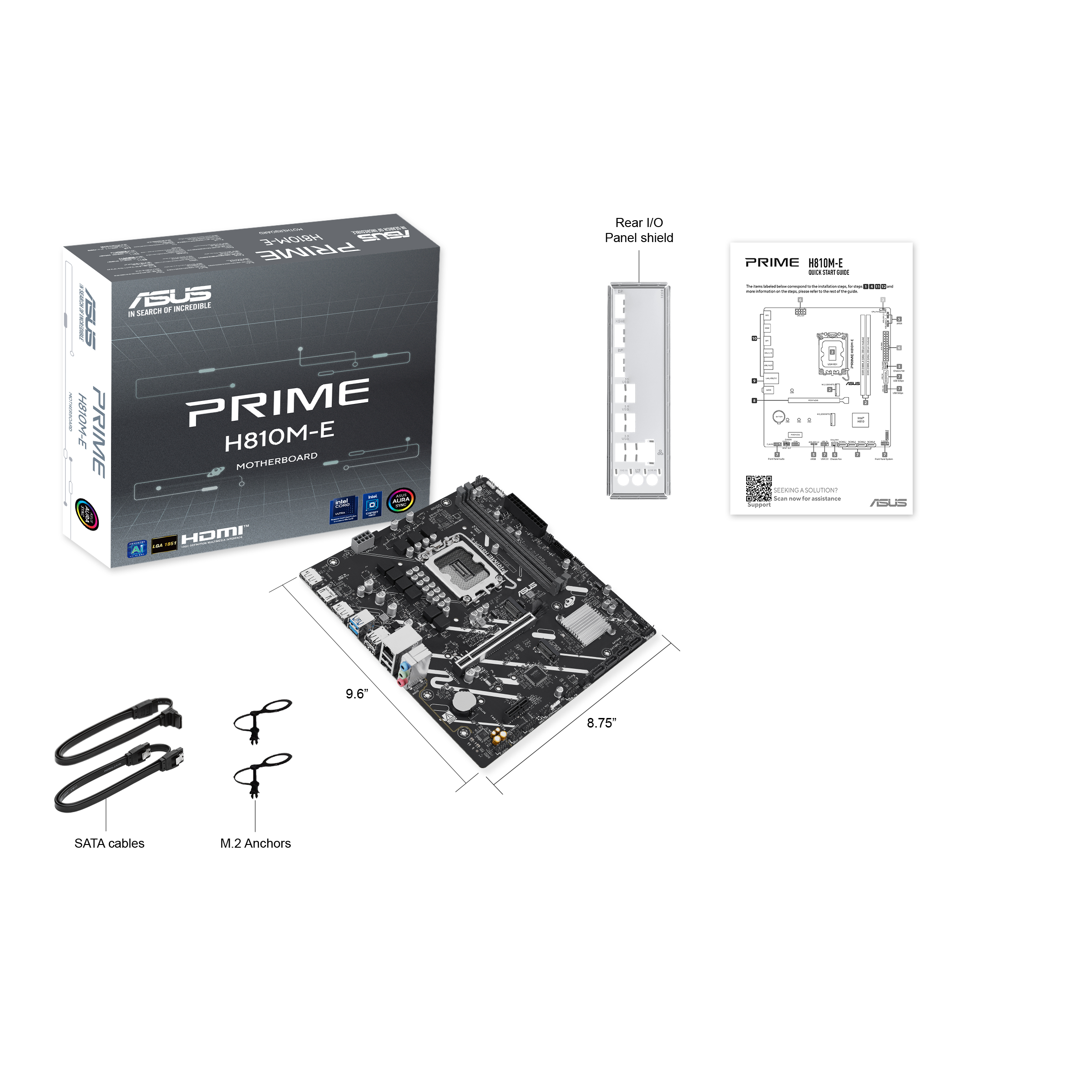 ASUS PRIME H810M-E-CSM Mainboard Intel H810 LGA 1851 DDR5 Micro ATX Schwarz