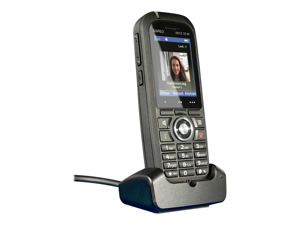 AGFEO DECT 75 IP Schnurloses Erweiterungshandgerät IP-DECT Bluetooth IP65 Schwarz
