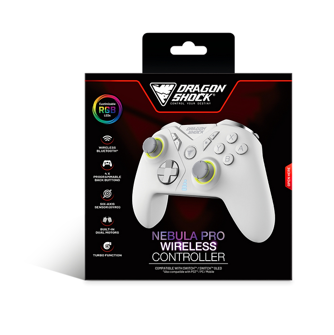 DragonShock Nebula Pro Gamepad Nintendo Switch Kabellos Bluetooth Weiß
