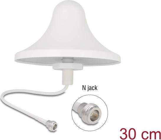 Delock 4G WiFi 2.4 GHz Antenne N Buchse 3 dBi 30 cm RG-58 omnidirektional Deckenmontage (90759)