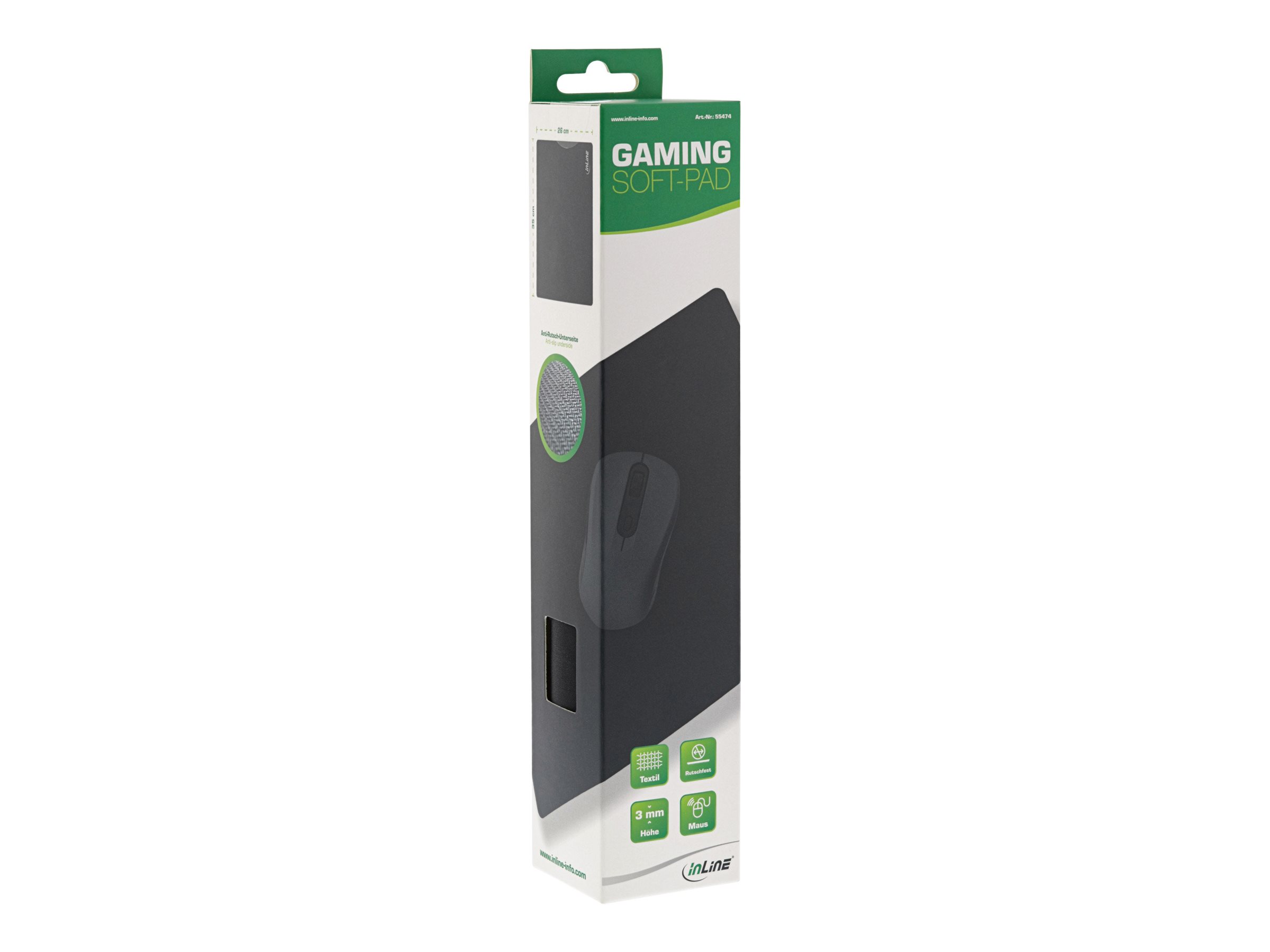 InLine Soft Gaming Pad Mauspad 350×260×3mm Schwarz