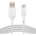 BELKIN USB-C/USB-A CABLE 2 m, Braided USB-C to USB-A, White (CAB002BT2MWH)