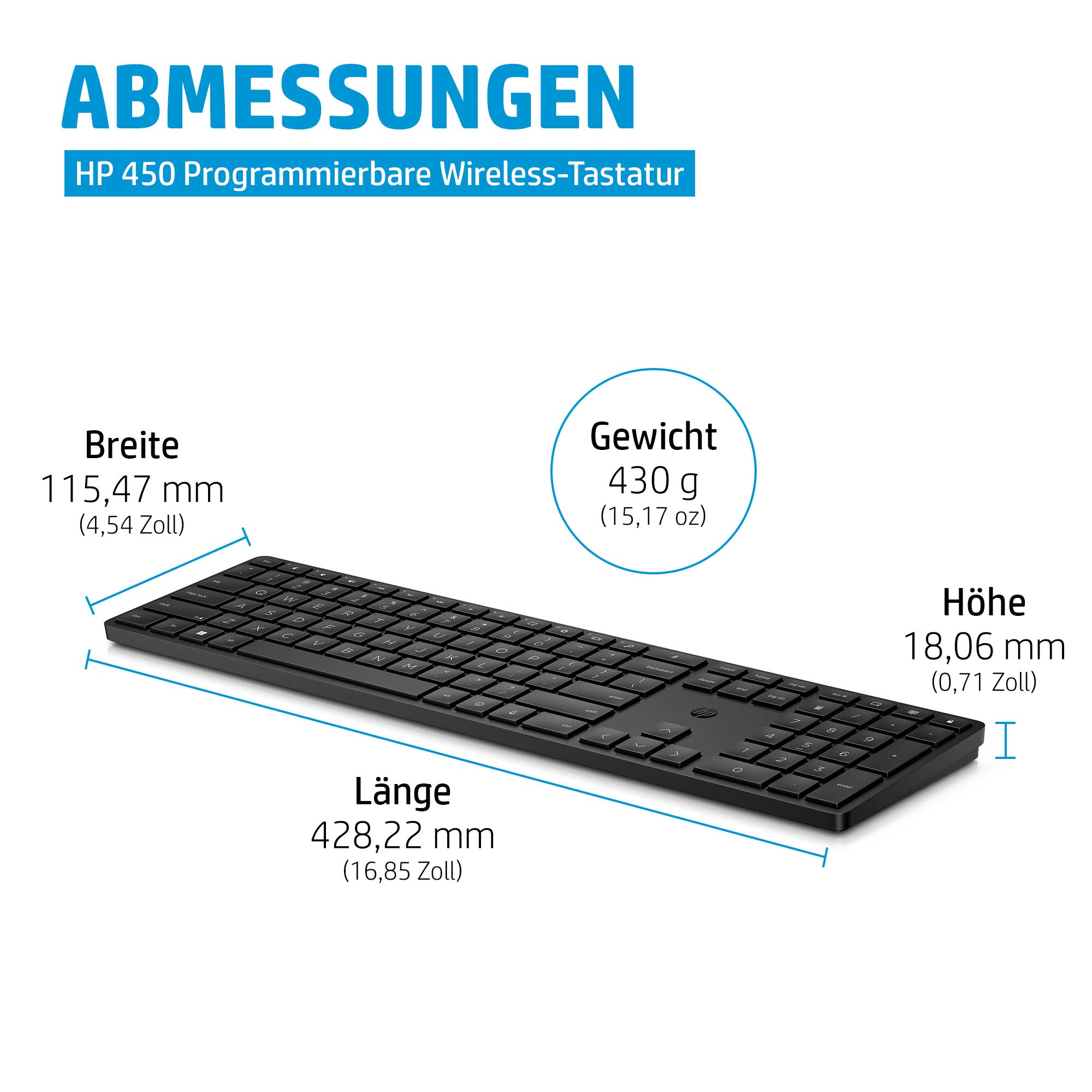 HP 450 Wireless Tastatur Schwarz
