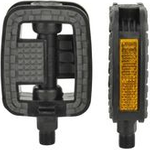 FISCHER Fahrrad-Pedale, für Tourenräder, schwarz aus Kunststoff, mit seitlichen Reflektoren und Anti - 1 Stück (85835)