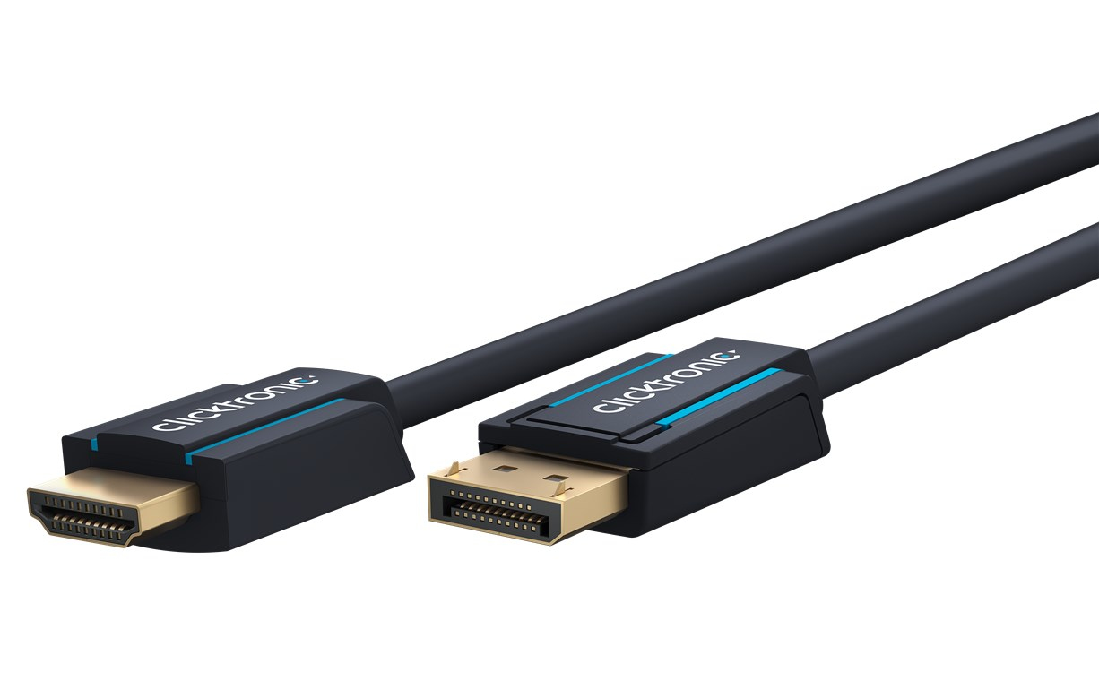 ClickTronic Casual DisplayPort/HDMI Adapterkabel, 2 m, 4K@60Hz, Schwarz