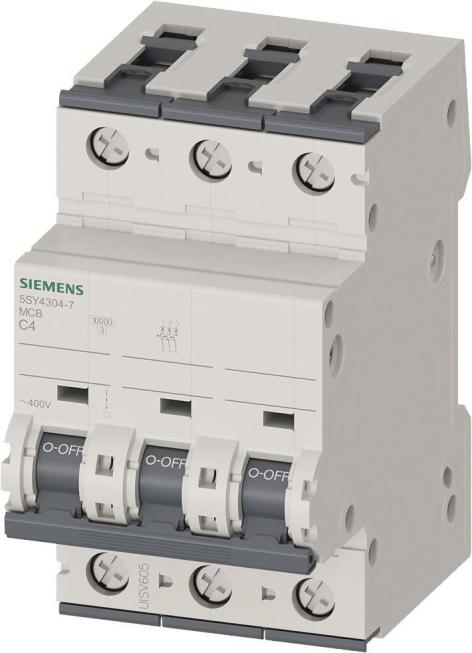 Siemens Leitungsschutzschalter 4 A 3-polig C (5SY4304-7)