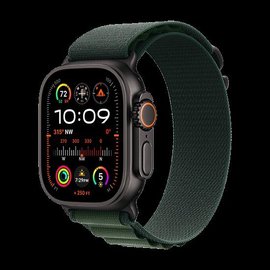 Watch Apple Watch Ultra 2 (2024) LTE 49mm Black Titanium Case with Alpine Loop M - Dark Green (MX4R3NF/A)