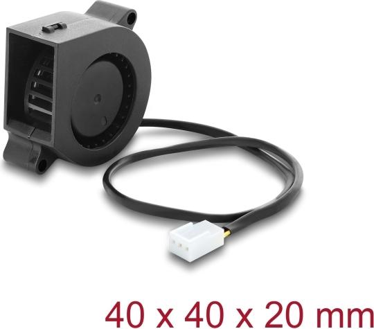 Delock Radiallüfter / Lüftergebläse 12 V DC 40 x 40 x 20 mm mit 3-Pin Lüfteranschluss, schwarz (67489)